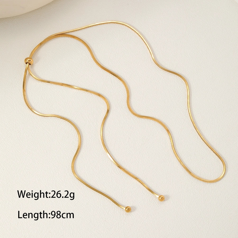 Jewelry Basic Sweet Simple Style Square Solid Color 304 Stainless Steel 18K Gold Plated Long Necklace