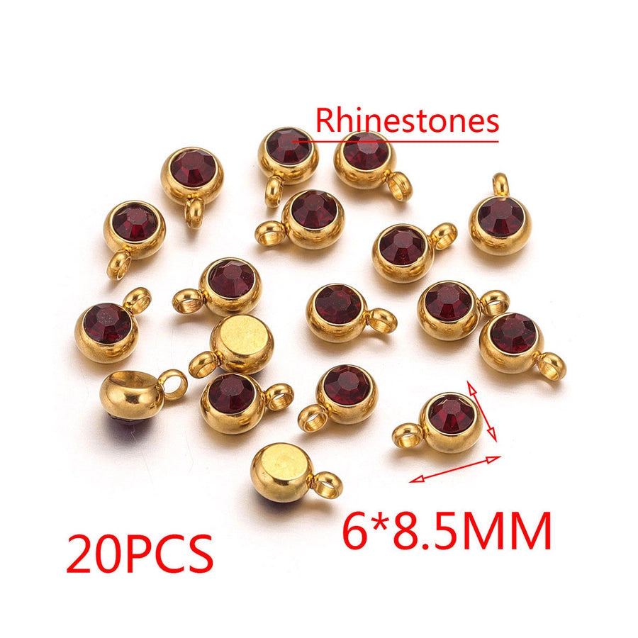 20 PCS/Package Diameter 6 mm 304 Stainless Steel Geometric Pendant Jewelry Accessories