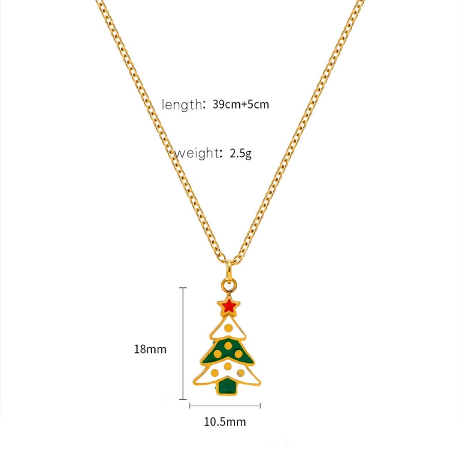 Jewelry Cute Christmas Hat Christmas Tree Christmas Socks Titanium Steel 18K Gold Plated Plating Pendant Necklace