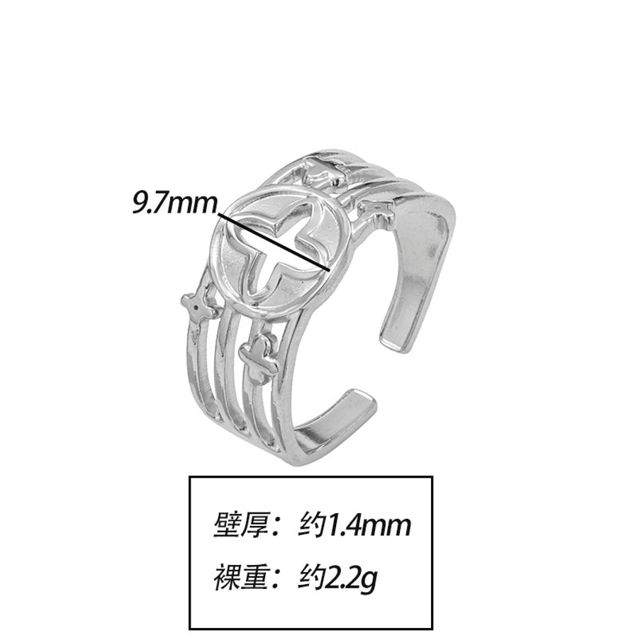 Jewelry Elegant Leaves Flower Titanium Steel Open Rings