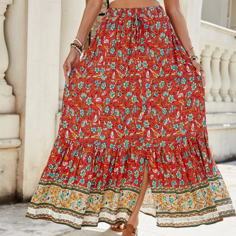 Summer Vacation Printing Polyester Maxi Long Dress Skirts