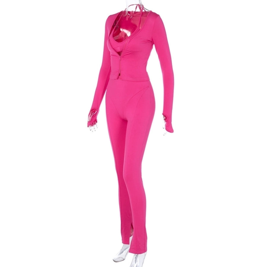 Banquet Daily Women's Elegant Solid Color Spandex Polyester Pants Sets Pants Sets