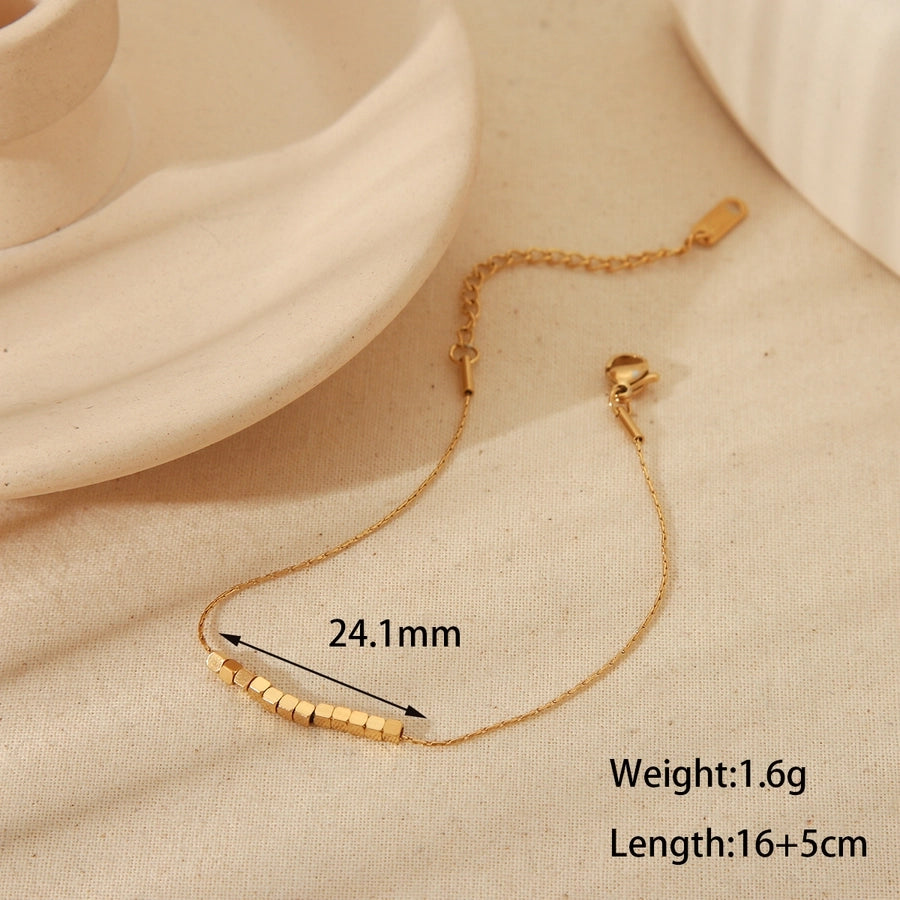 Jewelry Basic Commute Solid Color 304 Stainless Steel 18K Gold Plated Jewelry Set