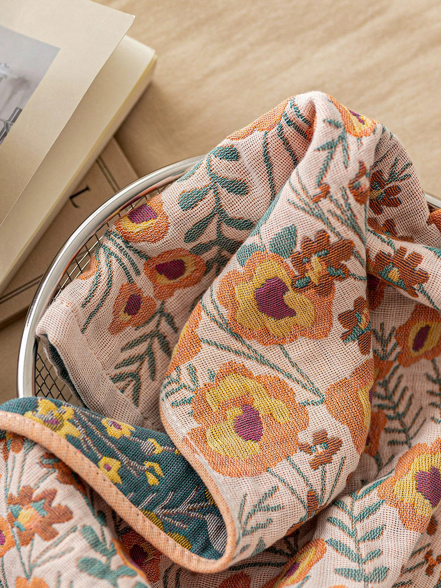 4 Pieces Women Floral Minimalist 4-Layer Gauze Cotton Towel