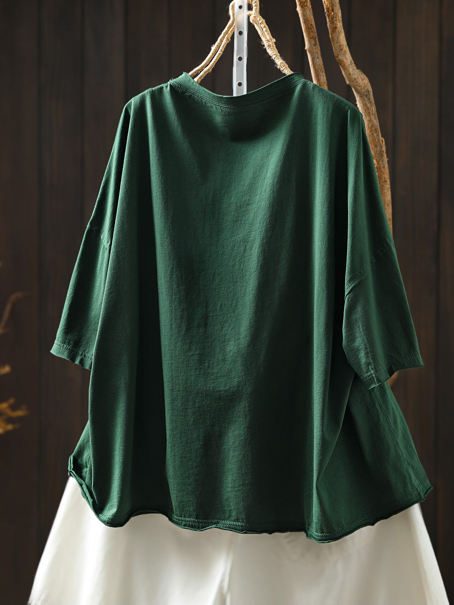 Minimalist Solid Short Sleeve Cotton T-Shirt