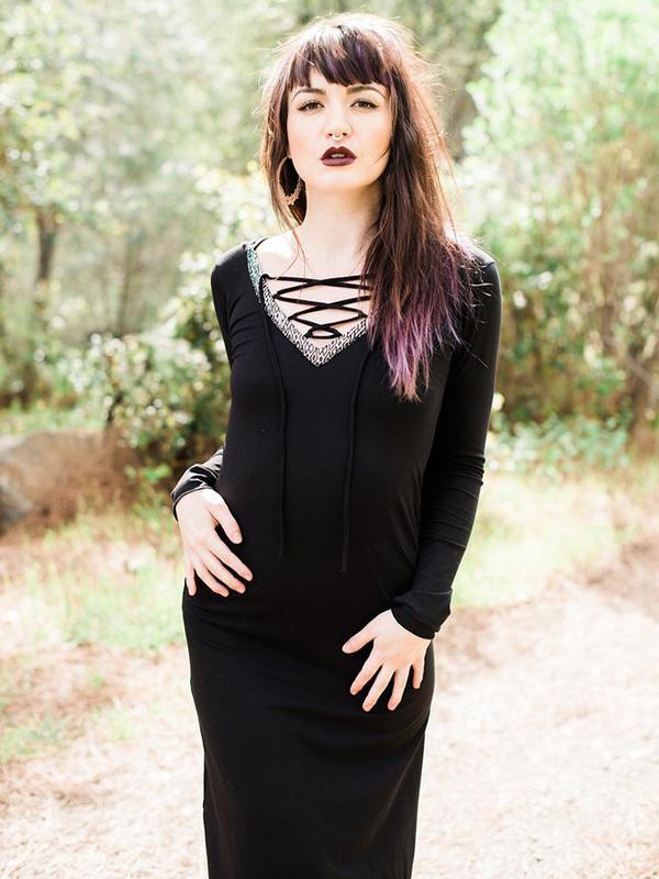 Hooded Long Sleeve Maxi Dress