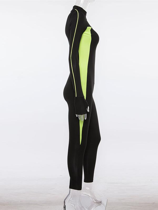 Fashion Color-block Yoga Jumpsuits