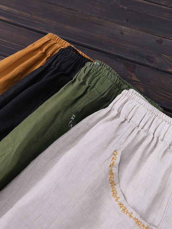 Simple Solid Color Elasticity Waist Harem Pants