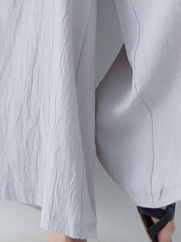 Casual 11 Colors Solid Column Wide Leg Capri-Pants