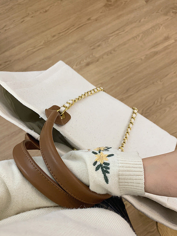 Urban Simple Chic Split-Joint Canvas Tote Bag