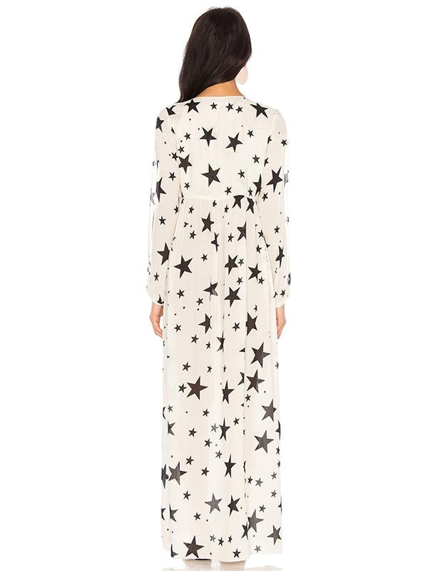 V-neck Star Printed Split-side Cover-Ups