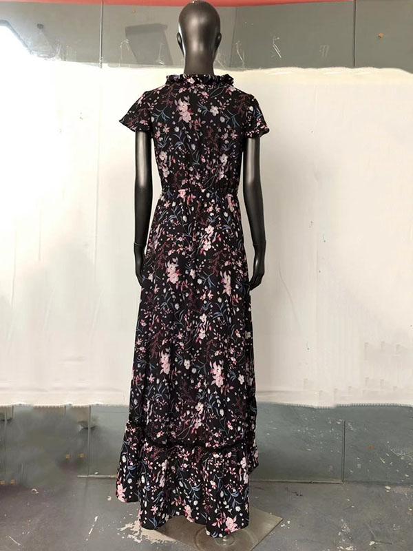 Asymmetric Deep V-neck Bohemia Maxi Dress