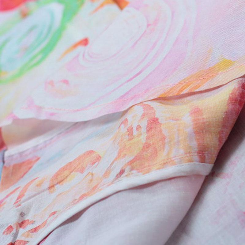 False Two-piece Short Sleeve Printed Summer Dress