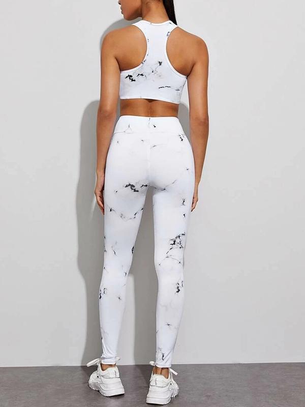 Tie-Dyed Wrap High-Waisted Bra&Leggings Yoga Suits