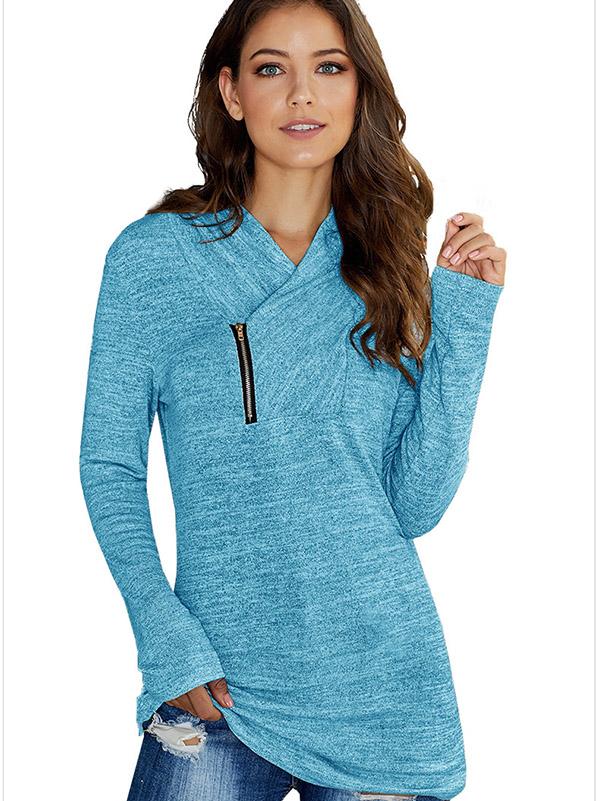Plain Color Slim Zip Sweatershirt