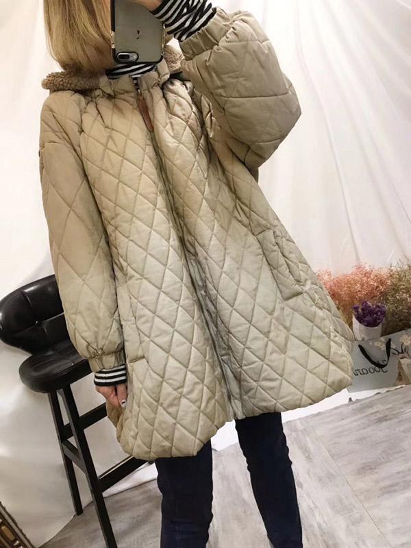 Casual A-line Cotton-padded Rhombus Cover-up