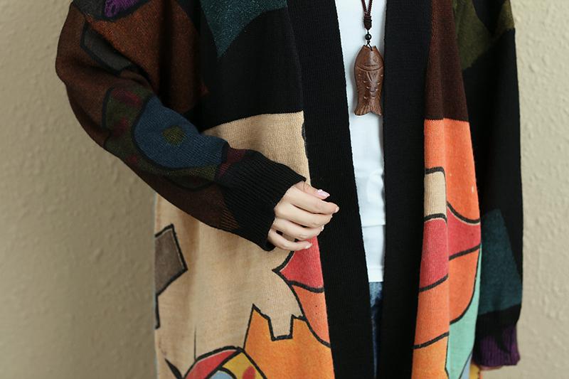 Women Sprint Autumn Long Sleeve Printing Casual Long Cardigan