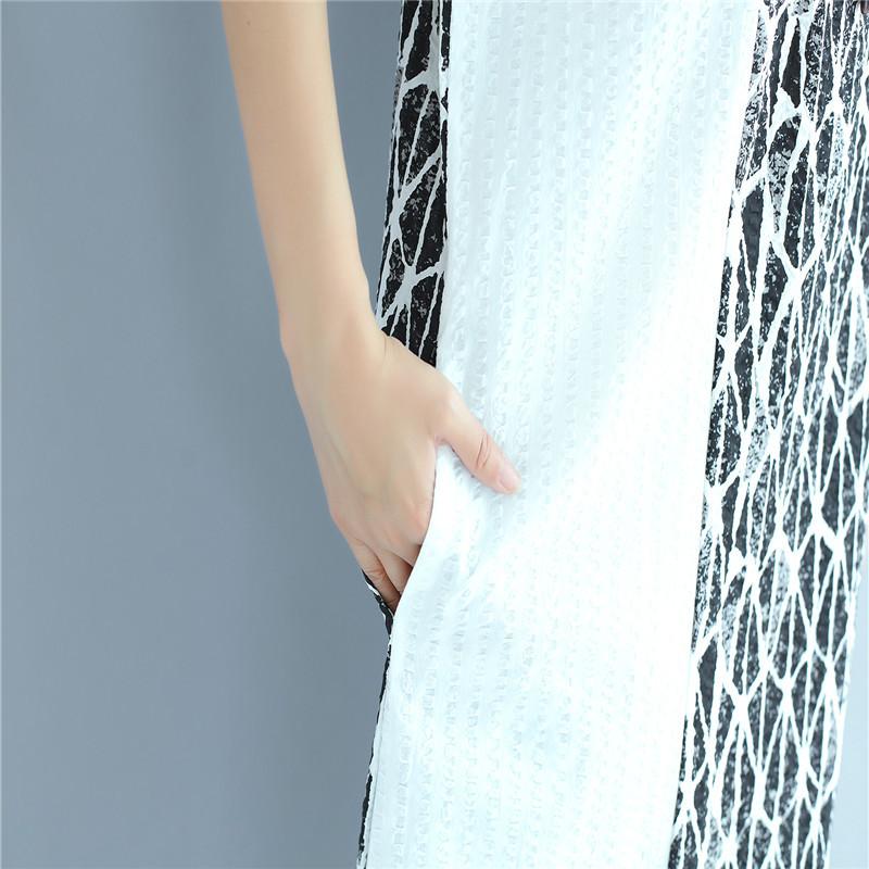 Women Splicing Causal Splitting Short Sleeve Blue Dress