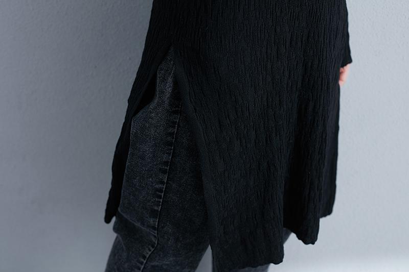 Autumn Winter Women Turtle Neck Long Sleeve Black Dress