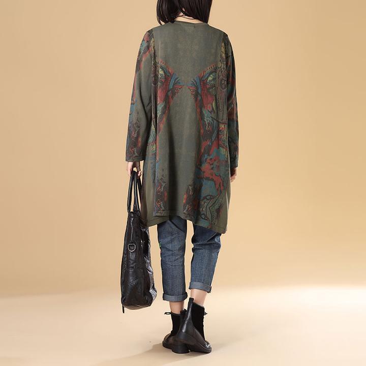 Women Single Breasted Long Sleeve Knitted Printing Sweater