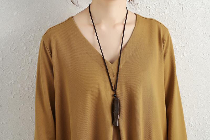 Women Long Sleeve Lacing Slit Pockets Solid Dress