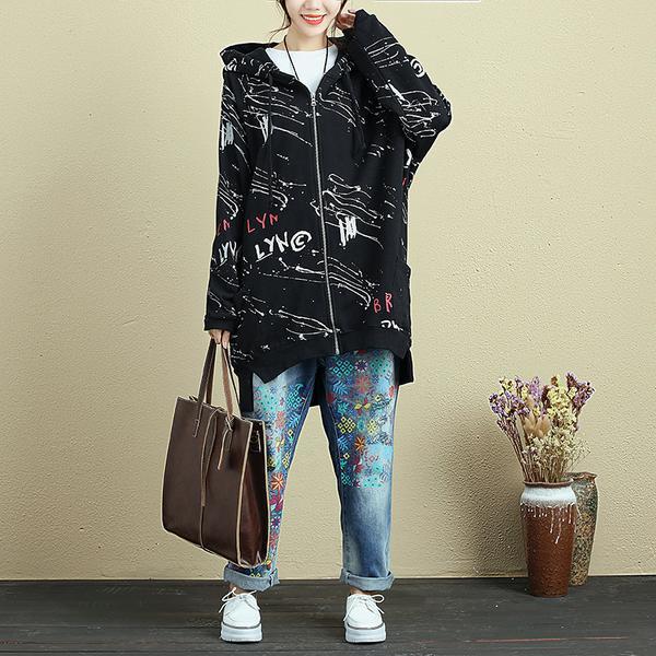 Zipper Hoodie And Loose Jeans Autumn Look