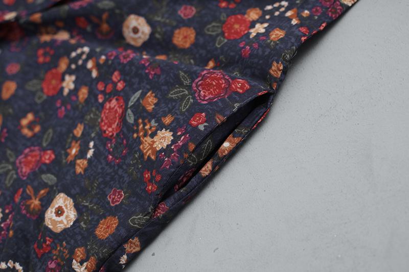 Women Printed Floral Dress Three Quarter Sleeve Shirt