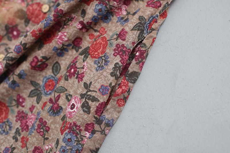 Printed Floral Women Dress Three Quarter Sleeve Shirt