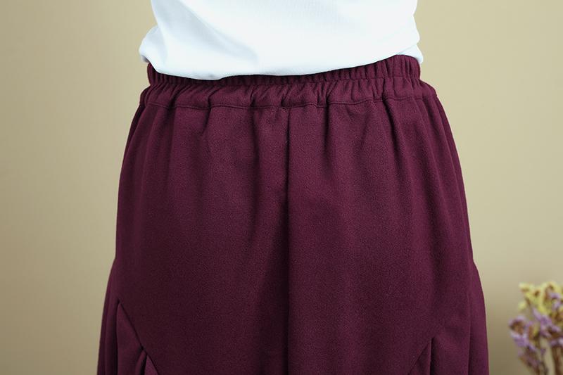 Loose Casual Winter Simple Dark Red Pants For Women