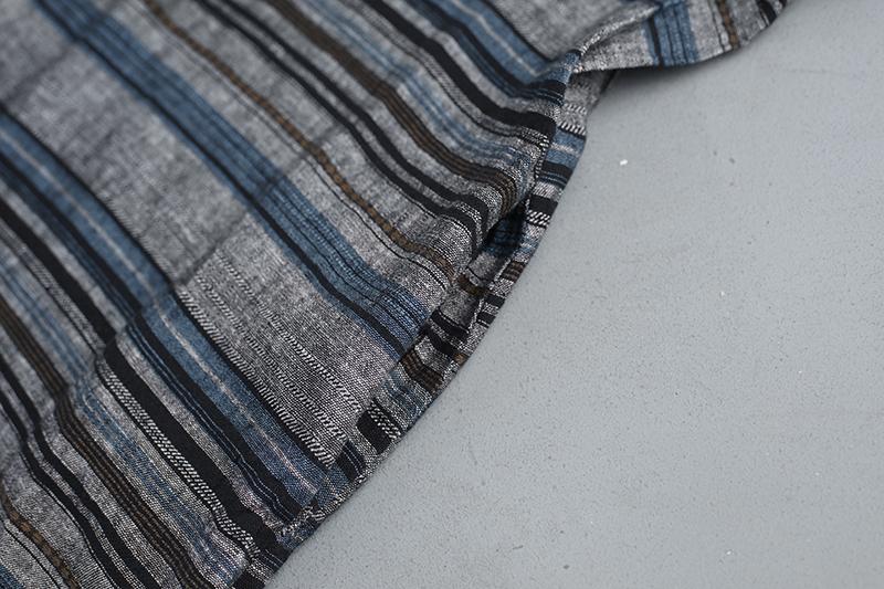 Polo Neck Three Quarter Sleeves Stripe Dress