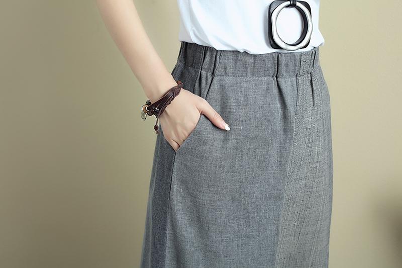Casual Women Splicing Mixed Color Splitting Long Wide Leg Pants
