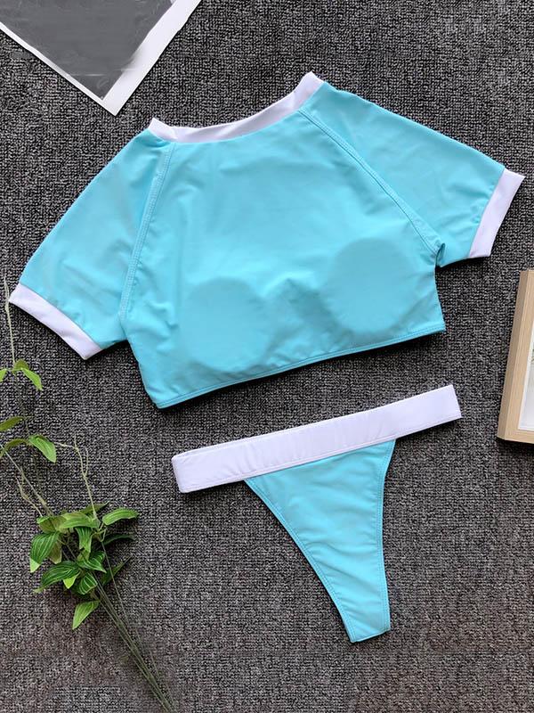 Sport Short Sleeves Bikinis Swimwear