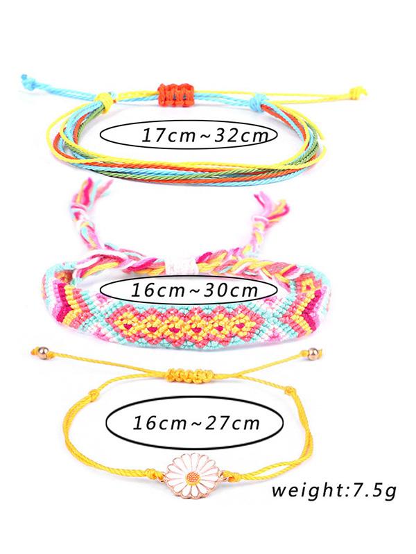 Daisy Pattern Colorful Bracelet Set