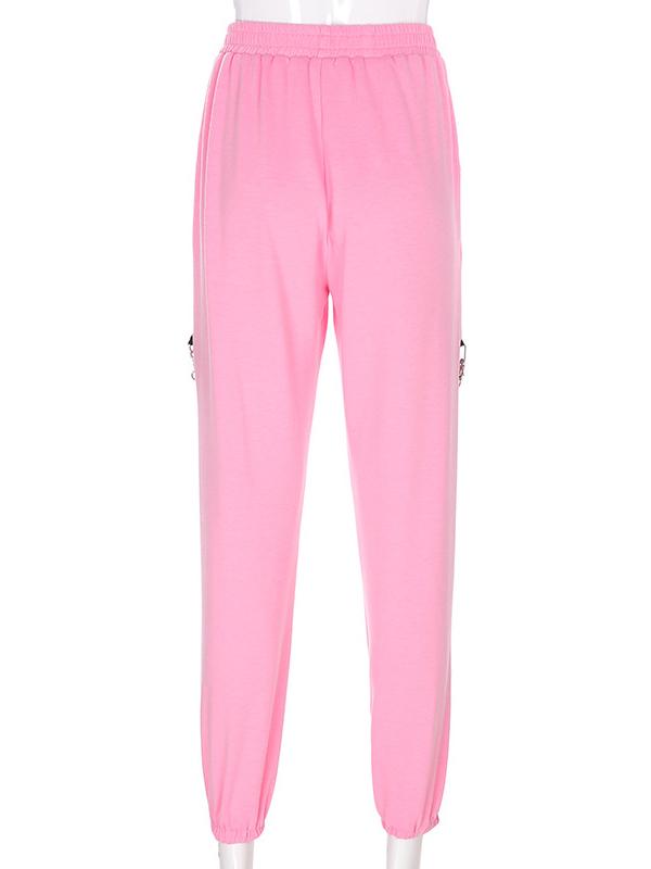 Chain Embellished Printed Casual Pants