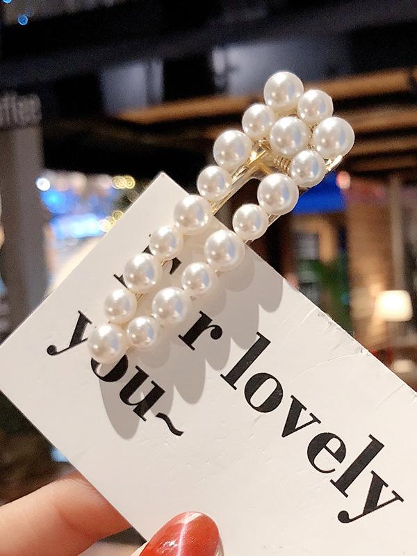 Ins Style Hollow Faux Pearl Hair Clip
