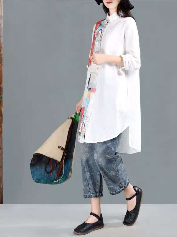 VINTAGE FLORAL PRINTED CROPPED SHIRT