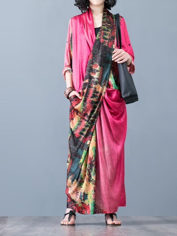 CASUAL SPLIT-JOINT SILK LONG DRESS