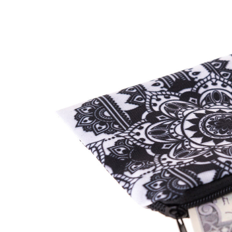 Polyester flower Datura zipper zero wallet