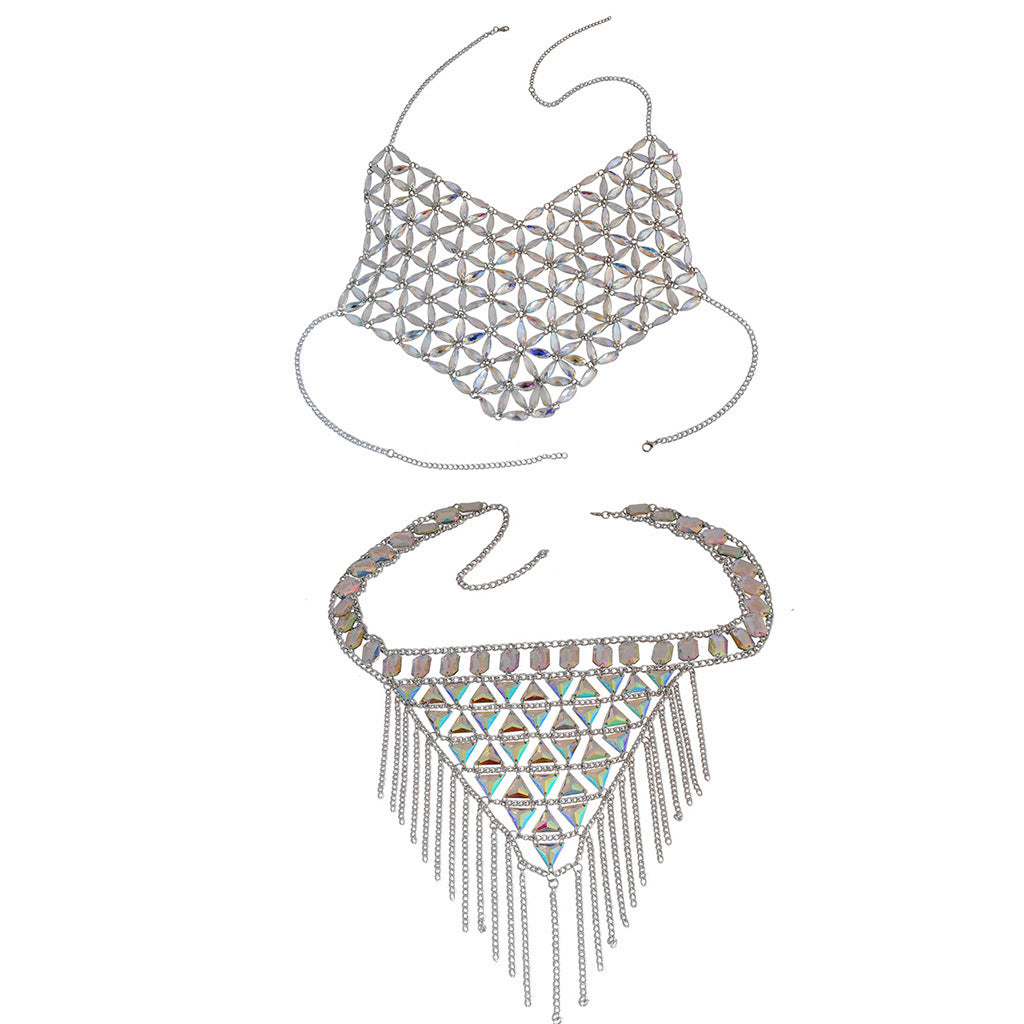 Club color Mosaic multi - layer tassel waist chain