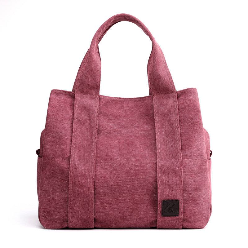 Canvas women's bag new versatile casual women's bag large capacity multi-layer women's handbag fashionable women's bag single shoulder bag