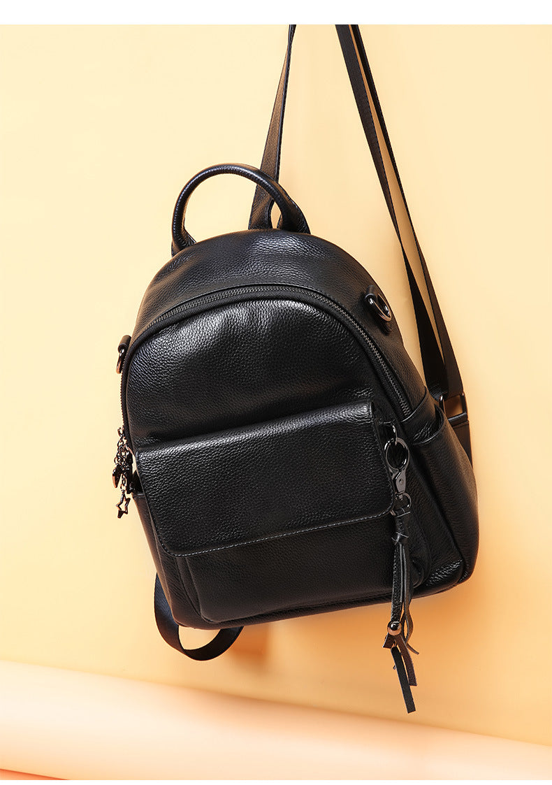 Cowhide leisure backpack