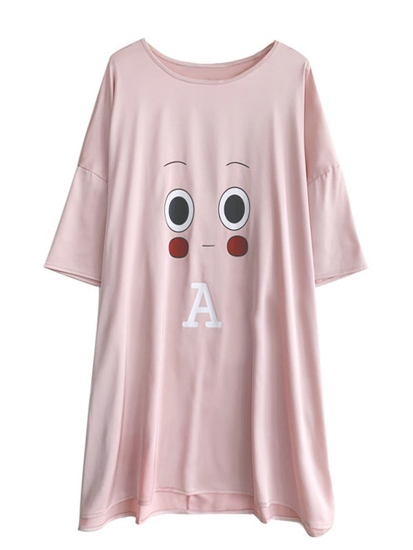 LOOSE COMFORTABLE CARTOON PRINT DRESS PAJAMAS