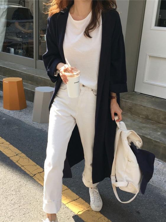 LOOSE SOFT LAPEL LONG COVER-UP