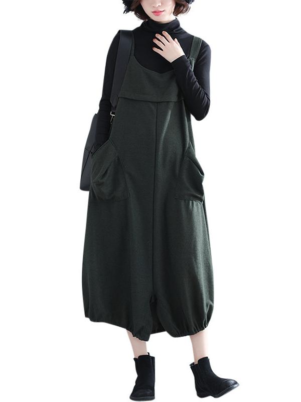 Loose Solid Wide Leg Straps Jumpsuits