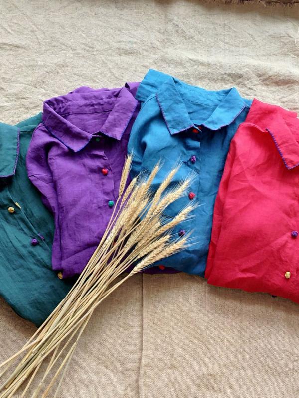 Retro Casual Linen Long Shirt Shirt