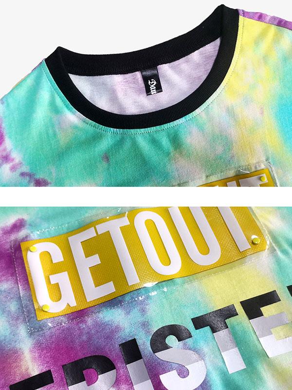 Loose Denim Fringed Split-joint Printed T-Shirt Dress