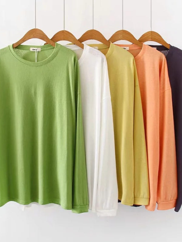 LOOSE SOLID CANDY COLOR SPORTS TEE