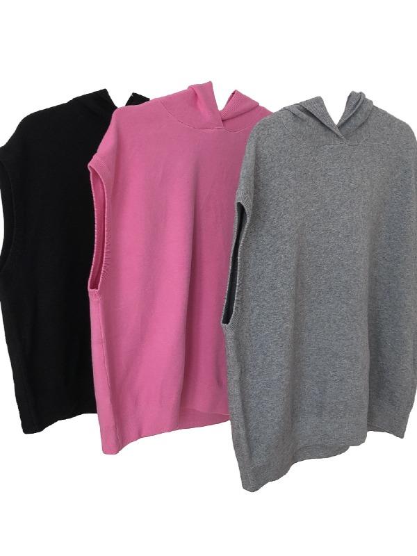 CASUAL SOLID HOODIE KNITTING VEST - Zebrant