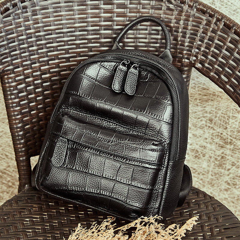 Shoulder leather women bag crocodile-print backpack ladies travel bag