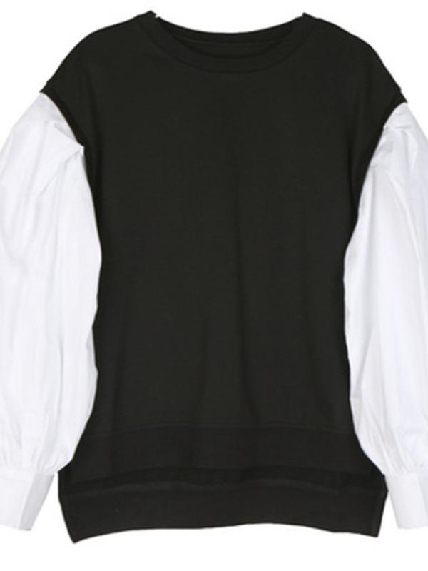 LOOSE LANTERN SLEEVES SPLIT-JOINT SWEATSHIRT